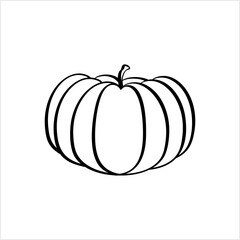 Pumpkin Pen Ink Style Sketch, Nutritious Pulp Orange Vegetable