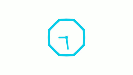 Amazing cyan color counting down clock icon on white background,clock icon without trick