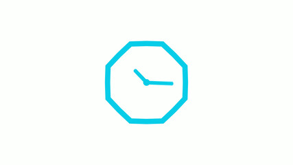 Amazing cyan color counting down clock icon on white background,clock icon without trick