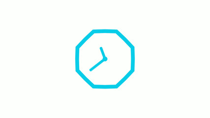 Amazing cyan color counting down clock icon on white background,clock icon without trick