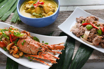 Stir Fried  lobster with cashew nuts and pineapple