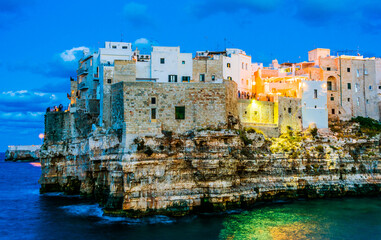 View of Polignano a Mare, Apulia, Italy on the Adriatic Sea