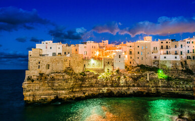 View of Polignano a Mare, Apulia, Italy on the Adriatic Sea