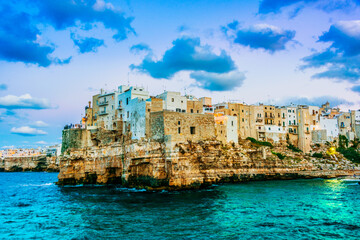 View of Polignano a Mare, Apulia, Italy on the Adriatic Sea