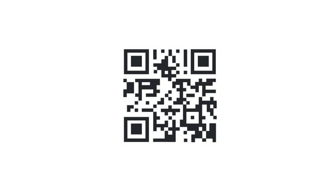 QR code. Barcode scanning animation, alpha channel enabled. Cartoon