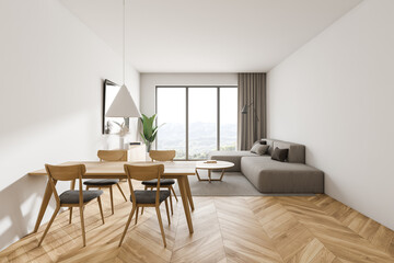 Fototapeta premium White living room with sofa and table