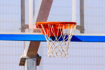 Red basketball hoop closeup