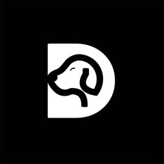 Dog letter d logo, Abstract dog letter d logo design vector illustration, dog letter d logo design template vector image