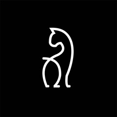 logo line cat , cat logo design vector image , cat line logo design icon vector image 