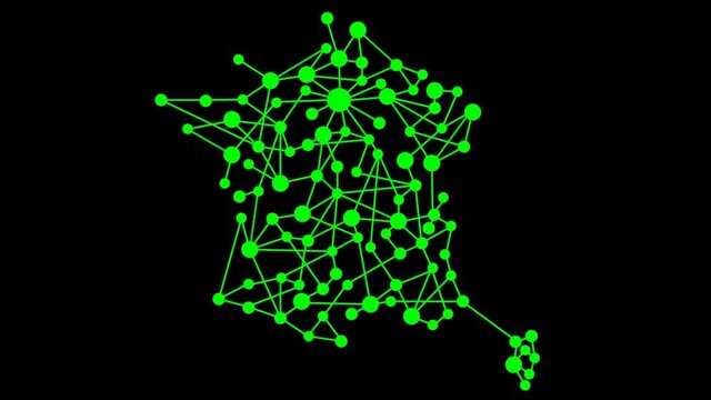 Abstract french network with map and link