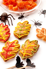 Cookies in the shape of leaf for Halloween party