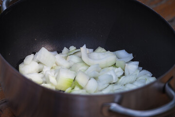 Roasting meat with beer in nature, barbecue concept