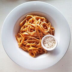 vegan spaghetti with parmesan cheese