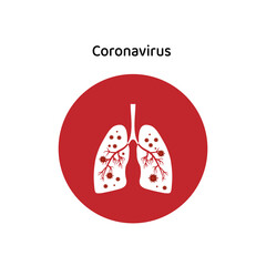 Coronavirus is a lung hazard. Danger, virus, bacteria. Vector illustration of a coronavirus infected lung. Infographics, icon for web, posters, banners.