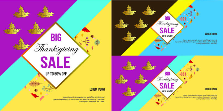 Thanksgiving day seasonal sale discount poster.  Web and shop banner illustrator for thanksgiving sale day.  autumn seasonal  sale day vector design.  discount template.