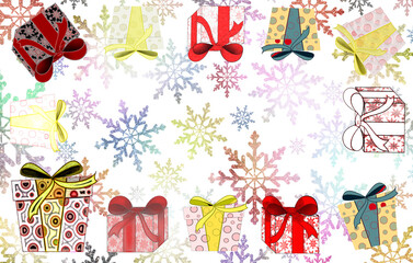 Naklejka premium beautiful background with colorful gifts on a light background