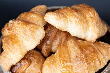 croissant bread and black background