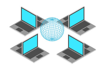 Four notebooks rotate around oneself and around the globe
