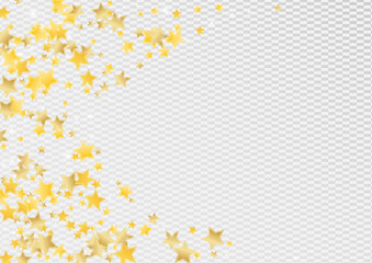 Gold Cosmos Stars Vector Transparent Background. 