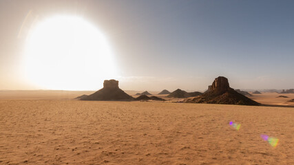 Fototapeta na wymiar scorching sun algerian sahara Tassili n'Ajjer