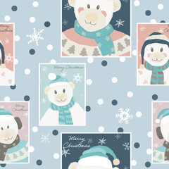 seamless christmas pattern with teddy bears