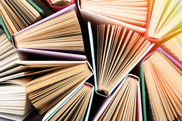 Fototapeta premium Books pattern background for wisdom, science and education. Reading and writing concept