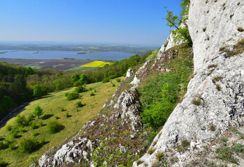 White rock green landscape of South Moravia, Czech