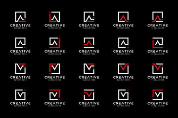 monogram logo set initial letter A, V. collection icon for business, company and personal branding.