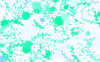 Light Blue, Green vector doodle texture with flowers, roses.