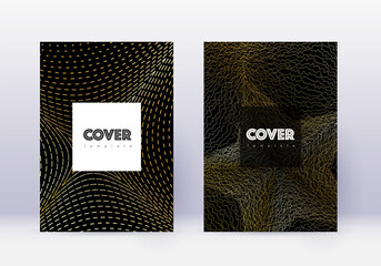 Hipster cover design template set. Gold abstract l