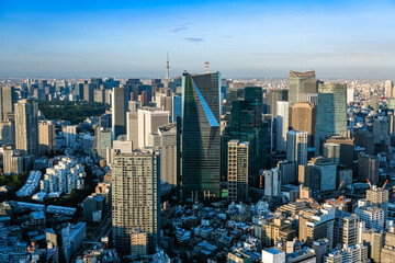 六本木ヒルズから眺める東京の街並み 夕方 六本木一丁目方面