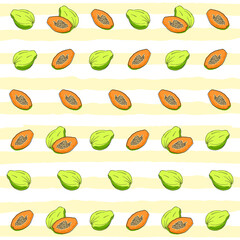 Fruit vector illustration background with papaya fruit