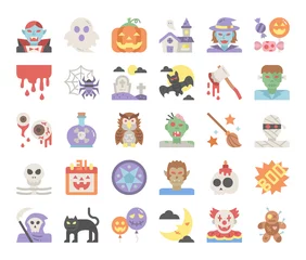 Fotobehang Robot gelukkige halloween platte vector iconen