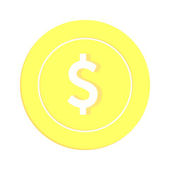 American dollar coin isolated on white background.