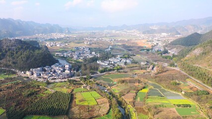 aerial view of the chinese village