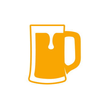 Pinta de cerveza. Logotipo jarra de cerveza vintage con espuma en color amarillo
