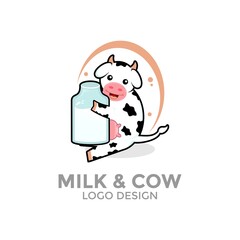 Cow Milk Farm Logo design vector template