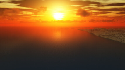 Obraz premium Aerial view of a paradise tropical island in sea, 3d render