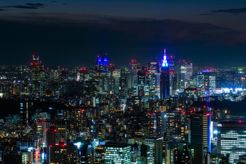 Fototapeta na wymiar 六本木ヒルズから眺める東京の街並み 夜景 新宿方面