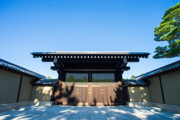 Kyoto imperial palace zen garden villa, Japan - obrazy, fototapety, plakaty
