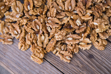 shelled walnuts pile