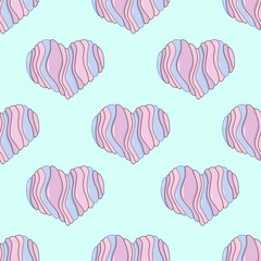 seamless pattern with cute multicolored hearts