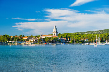 Old town of Osor between islands Cres and Losinj, Croatia, Adriatic seascape in foreground