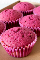 Delicious fun fuchsia colorful cupcakes
