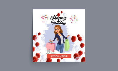 Happy Birthday Card With Ballons