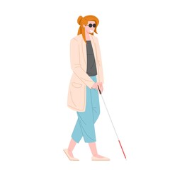 person with walking stick for the blind