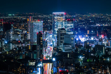 Fototapeta na wymiar 六本木ヒルズから眺める東京の夜景 渋谷方面
