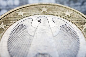 Two euro coin macro detail