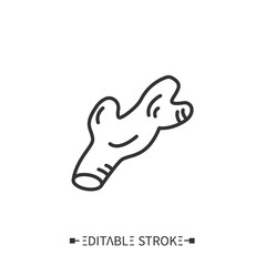  Ginger root line icon. Superfood. Organic healthy energetic food for balanced nutrition. Detox and weight loss supplements. Vegetarian food. Isolated vector illustration. Editable stroke. 