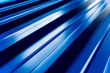 Blue metallic roof tiles background with drops of water.